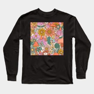 Summery floral butterflies ferns toadstools leaves Long Sleeve T-Shirt